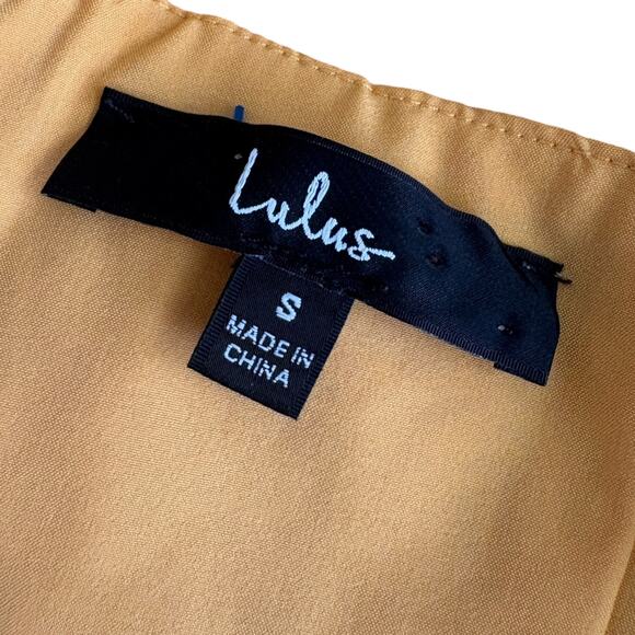 Lulus Yellow Eyelet Button Front Tiered Mini Dress S Boho Cottagecore Feminine - Picture 5 of 7